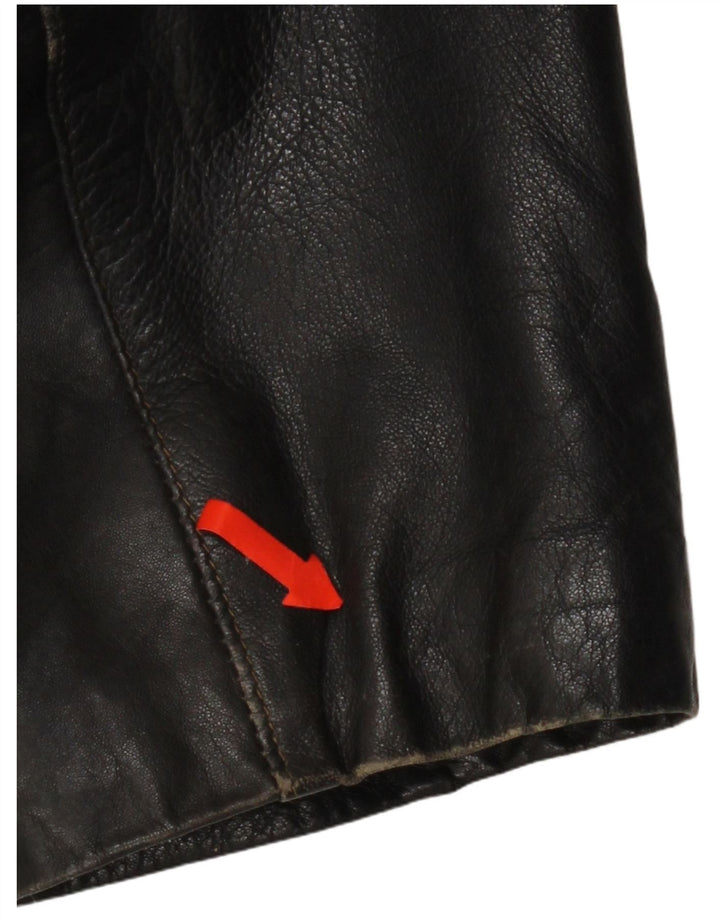 Винтажная женская кожаная куртка UK 16, большая черная кожаная