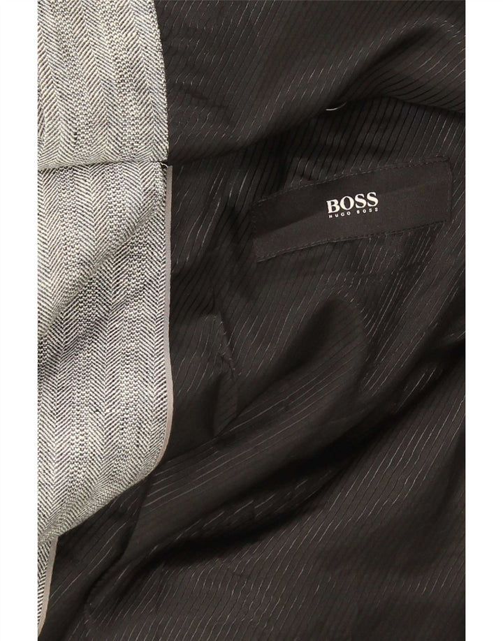 Мужской блейзер Hugo Boss с 2 пуговицами EU 62 6XL Серый льняной