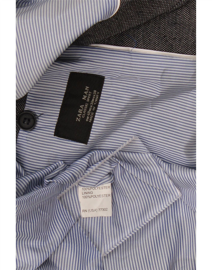 Мужской пиджак ZARA на 2 пуговицах EU 48, средний серый полиэстер