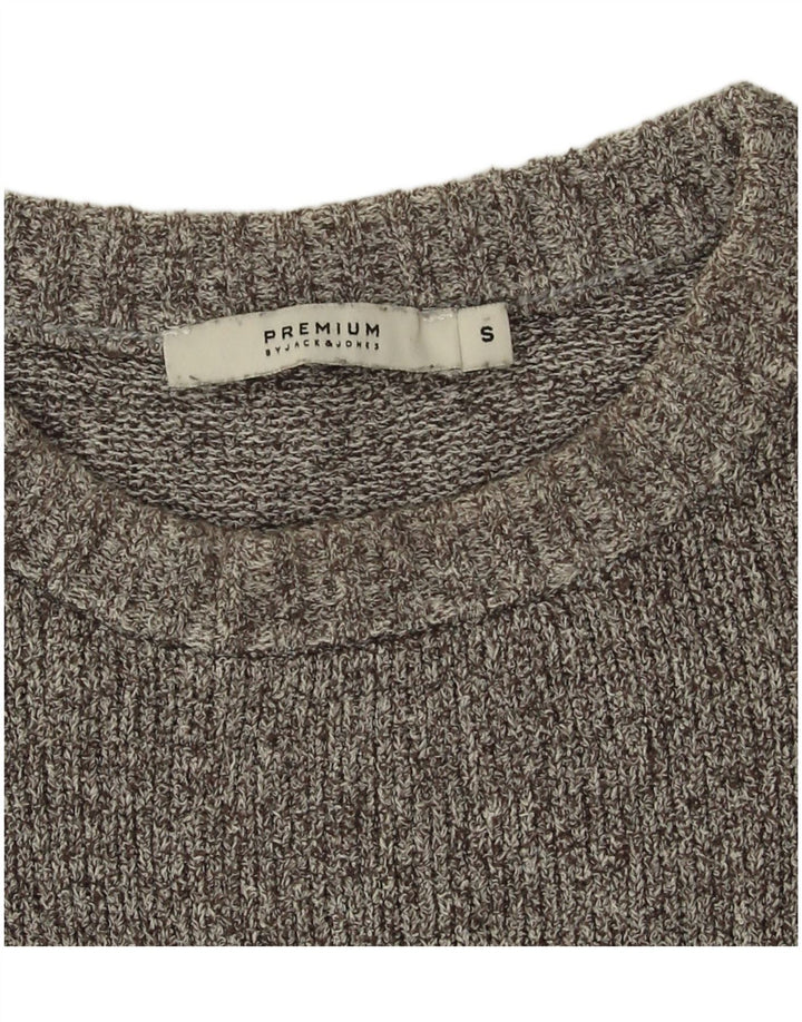 Мужской джемпер с круглым вырезом Jack & Jones, маленький серый хлопковый свитер