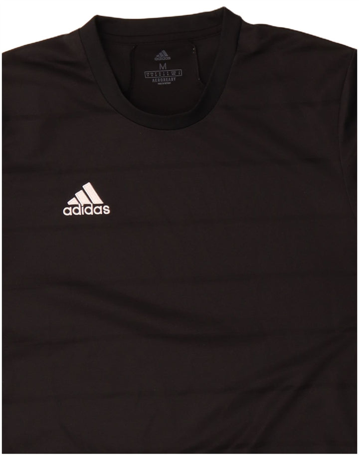 Adidas Мужская футболка Aeroready Верх среднего размера из полиэстера в тонкую полоску черного цвета