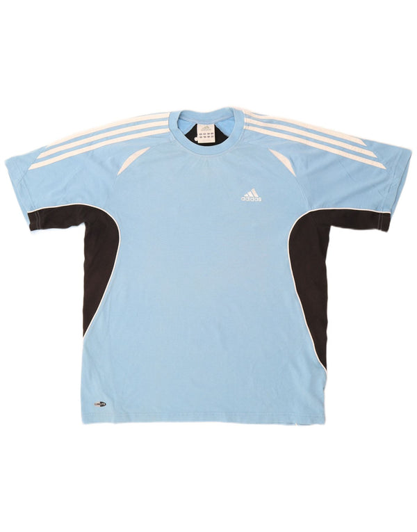 ADIDAS Mens Climalite T-Shirt Top UK 40/42 Medium Blue Colourblock Cotton