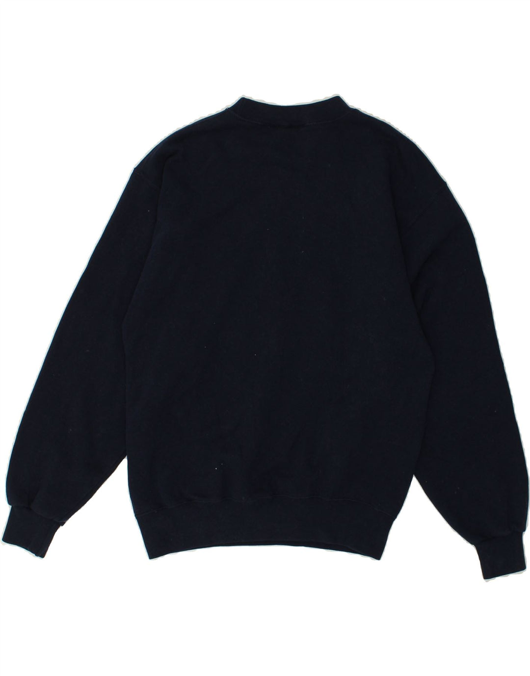 VINTAGE Womens Graphic Sweatshirt Jumper UK 14 Medium Navy Blue Cotton | Vintage Vintage | Thrift | Second-Hand Vintage | Used Clothing | Messina Hembry 