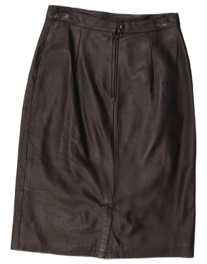 Юбка женская кожаная VINTAGE IT 44 Medium W28 Черная кожа