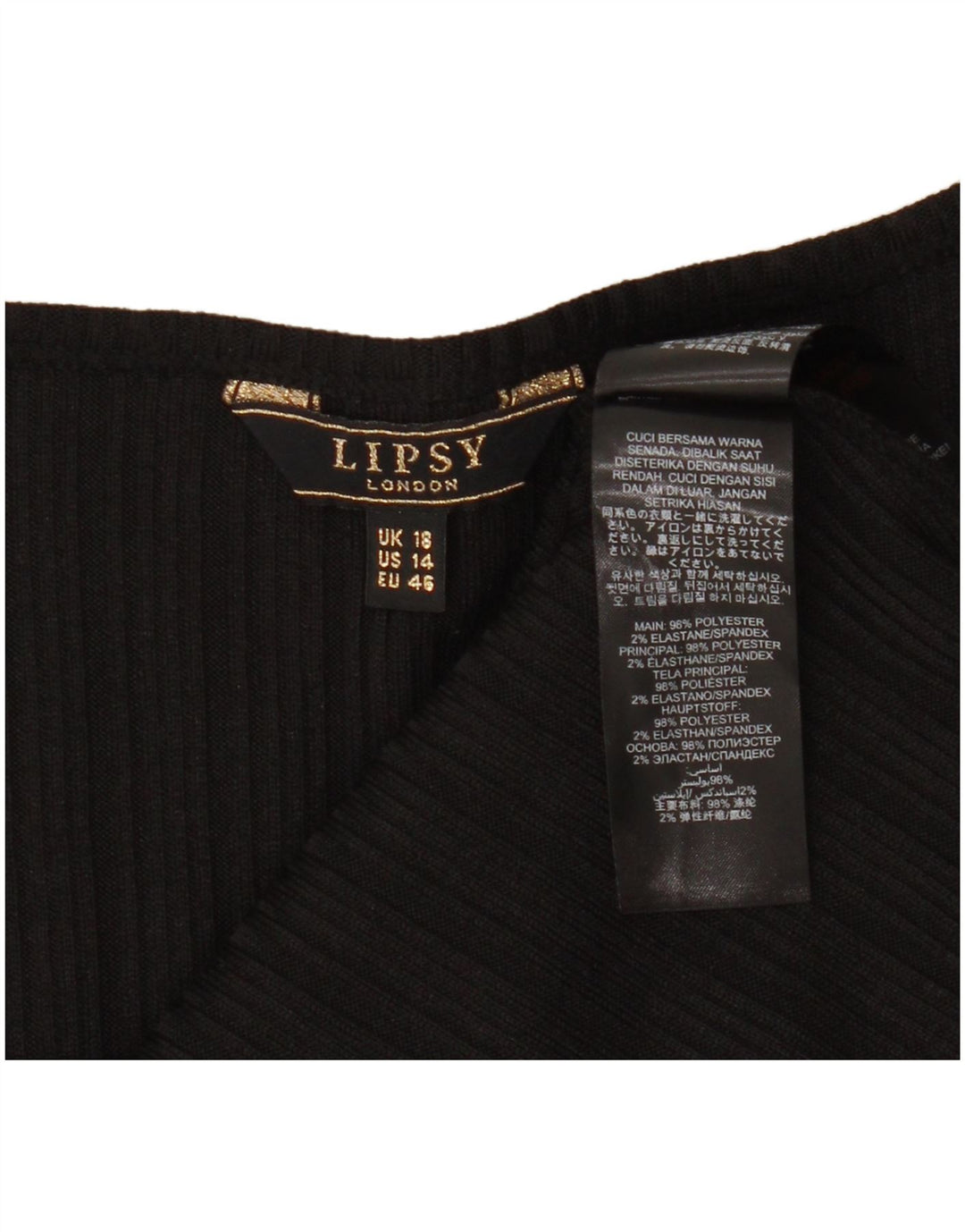 Женская блузка без рукавов Lipsy Top UK 18 XL, черный полиэстер