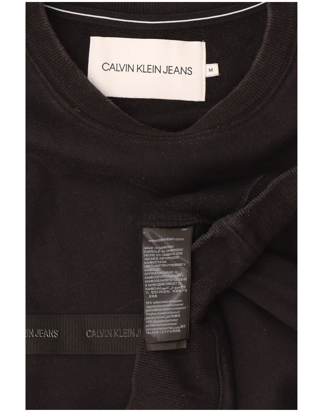 Мужской свитшот с рисунком Calvin Klein, хлопковый джемпер среднего размера, черный