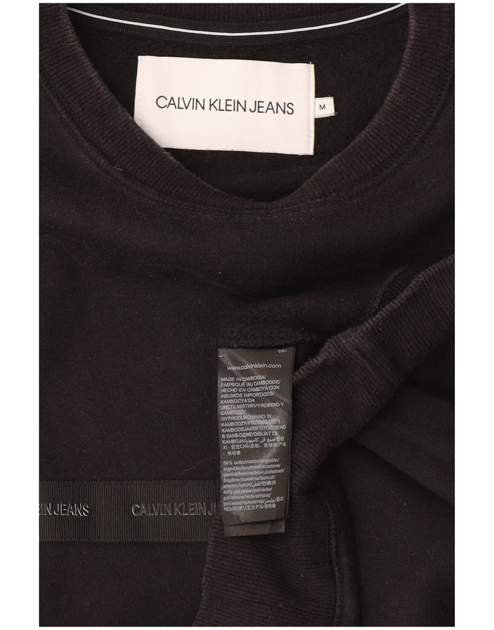 Мужской свитшот с рисунком Calvin Klein, хлопковый джемпер среднего размера, черный