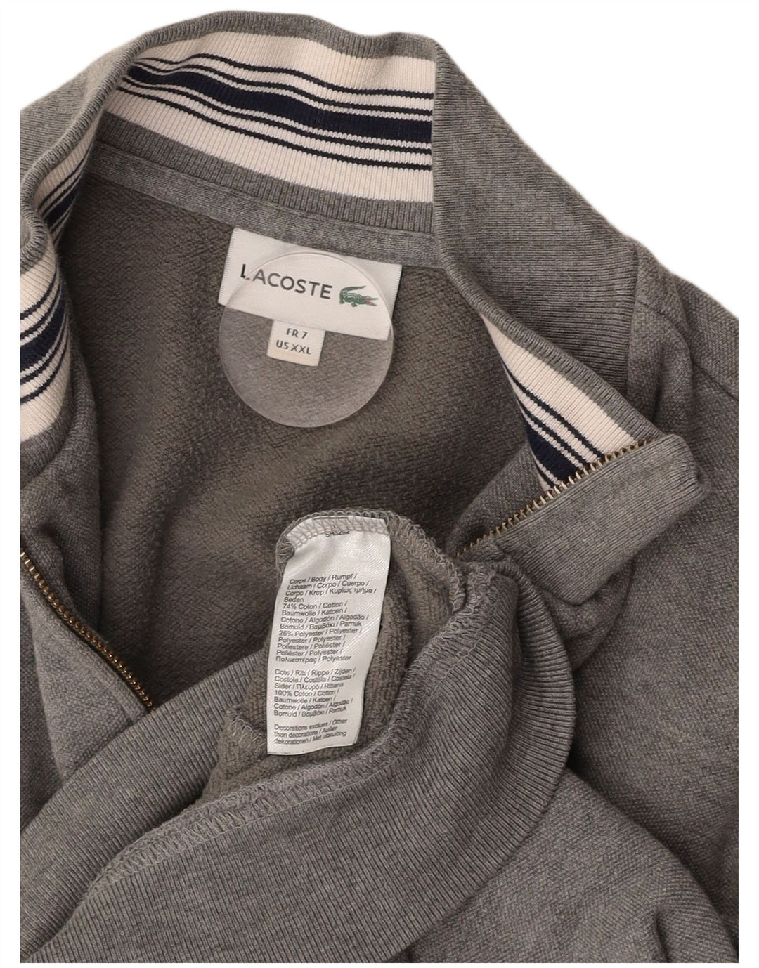 LACOSTE Мужской спортивный костюм, верхняя куртка, размер 7, 2XL, серый хлопок