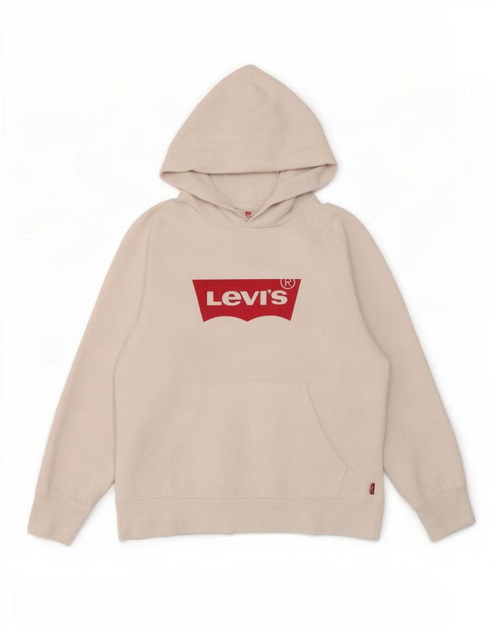 Мужской джемпер с капюшоном с рисунком Levi's, большой размер, белый хлопок, хлопок