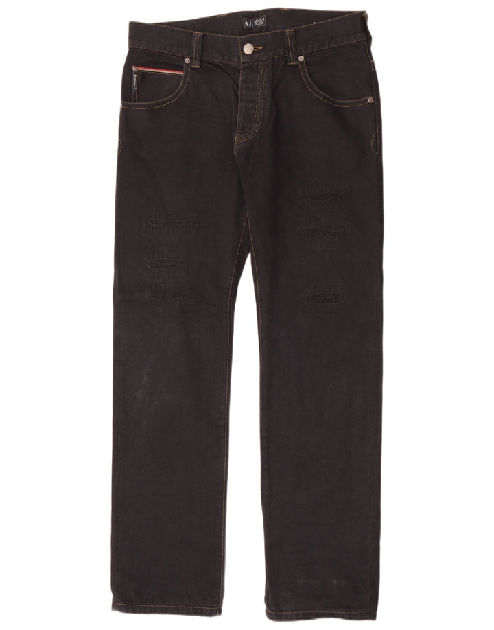 Мужские прямые джинсы Armani W34 L34, черный хлопок