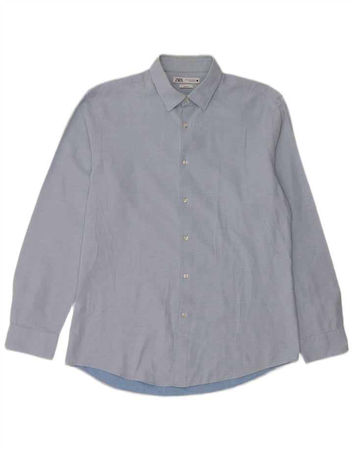 Мужская рубашка узкого кроя Zara XL, синяя