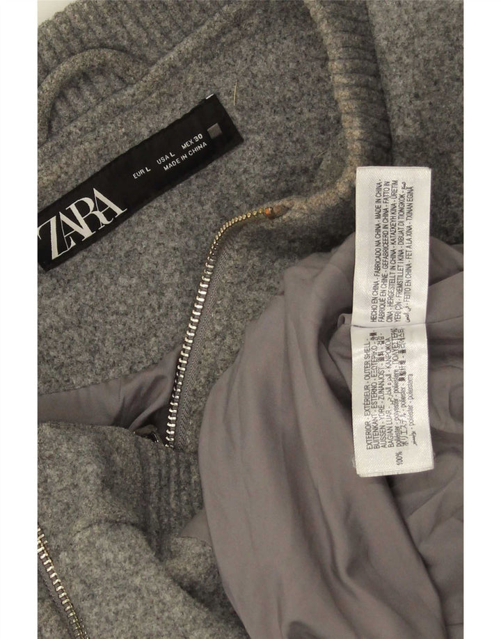 Мужская куртка-бомбер Zara UK 40, большая серая крапинка из полиэстера