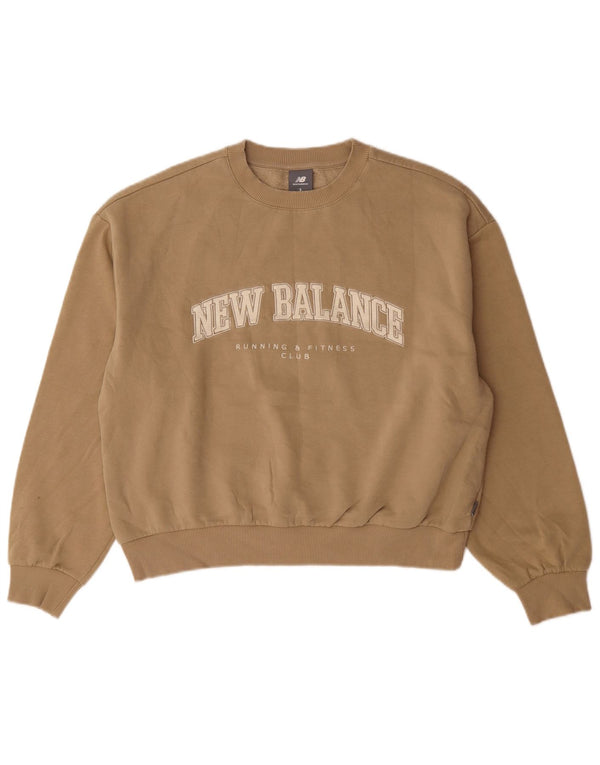 Женский джемпер оверсайз с рисунком New Balance, Великобритания, 10, маленький, бежевый