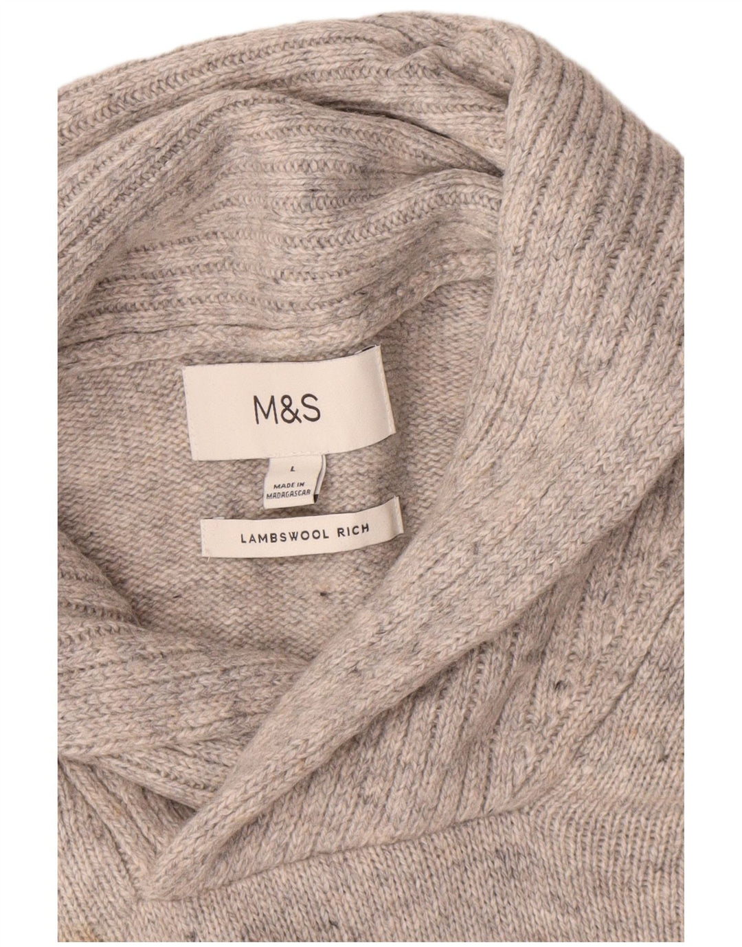 Мужской джемпер с отложным воротником Marks & Spencer, большой серый с крапинками из овечьей шерсти