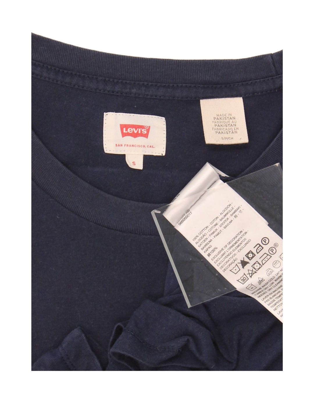 LEVI'S Mens Graphic T-Shirt Top Small Navy Blue Cotton