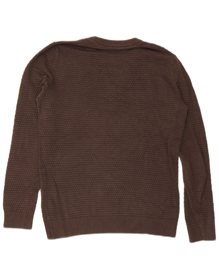 Мужской джемпер с круглым вырезом Jack & Jones, хлопковый свитер среднего коричневого цвета