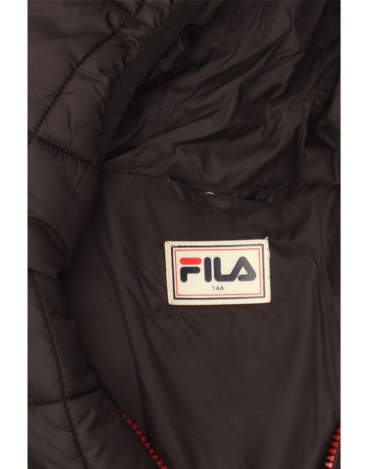 Утепленная куртка Fila для мальчиков с капюшоном 13-14 лет, черная