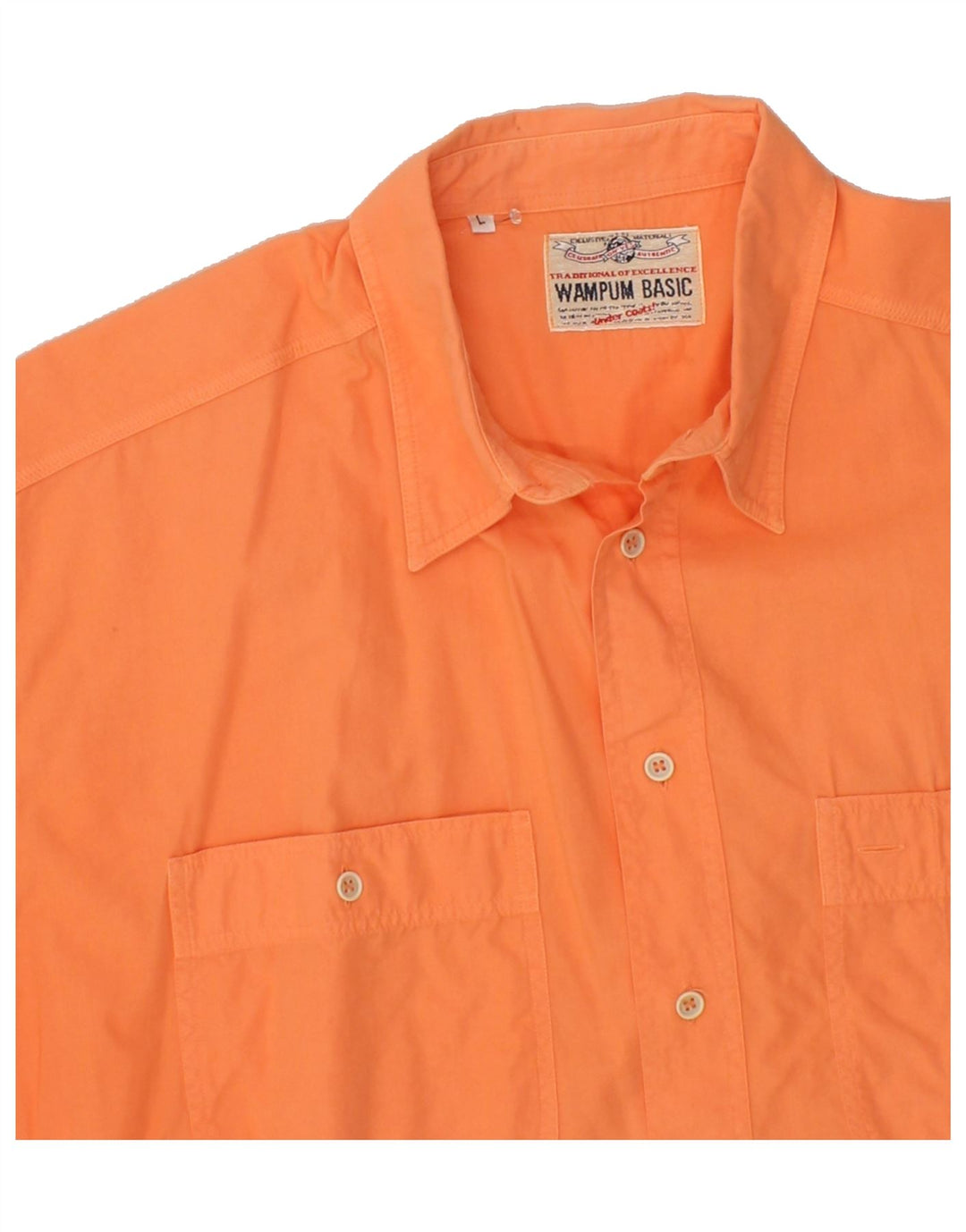 WAMPUM Mens Short Sleeve Regular Fit Shirt Large Orange Cotton Vintage Wampum and Second-Hand Wampum from Messina Hembry 