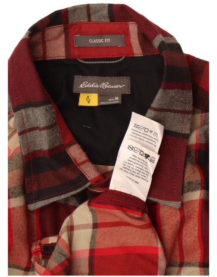 Eddie Bauer Мужская фланелевая рубашка классического кроя в клетку среднего красного цвета
