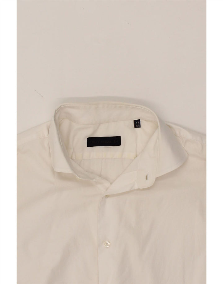 TRUSSARDI Mens Shirt Size 43 16 3/4  Large White Vintage Trussardi and Second-Hand Trussardi from Messina Hembry 