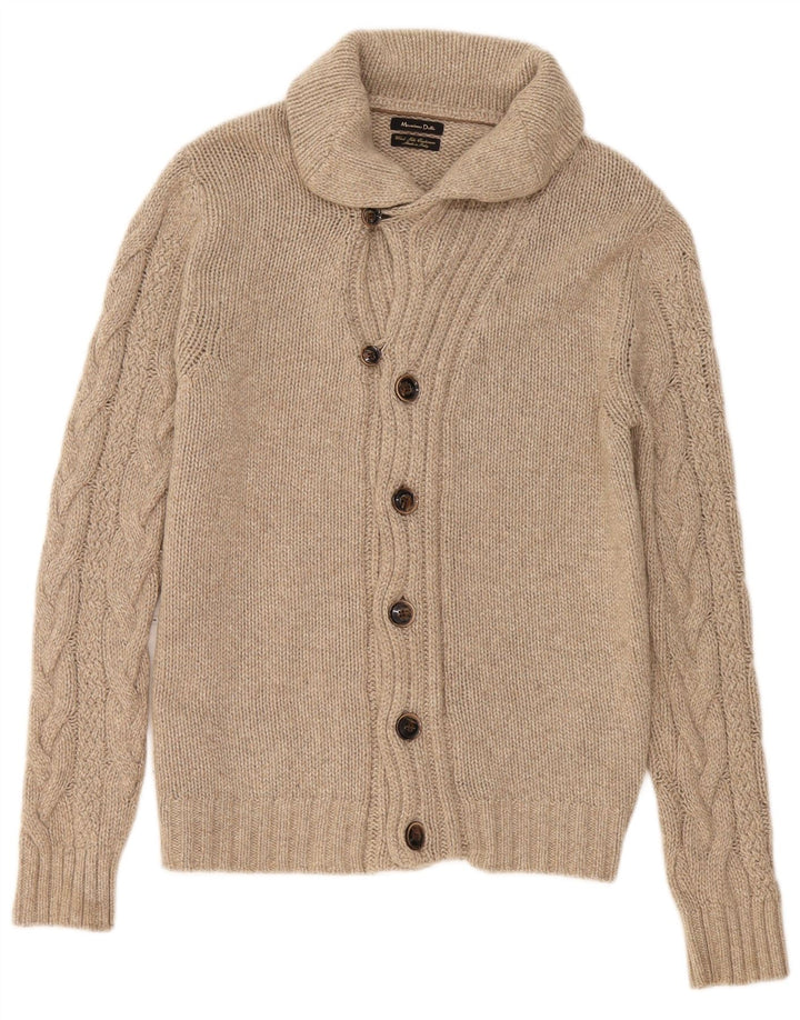 Мужской кардиган Massimo Dutti, большой бежевый шерстяной свитер