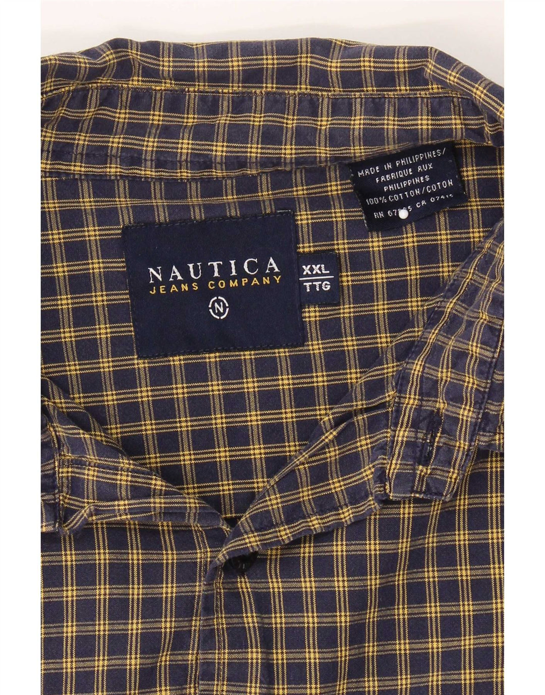 Мужская рубашка Nautica 2XL, темно-синяя клетка, хлопок