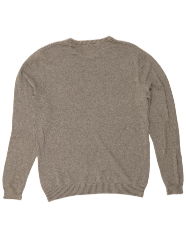Мужской джемпер JACK & JONES с круглым вырезом, хлопковый свитер среднего серого цвета
