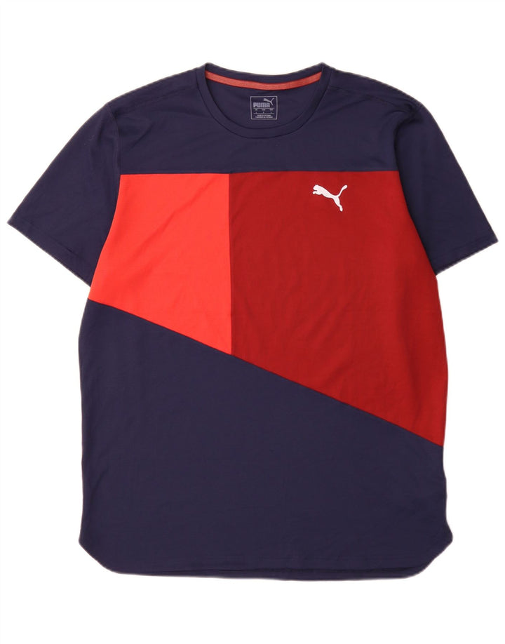 Мужская футболка Puma, большой темно-синий полиэстер с цветными блоками