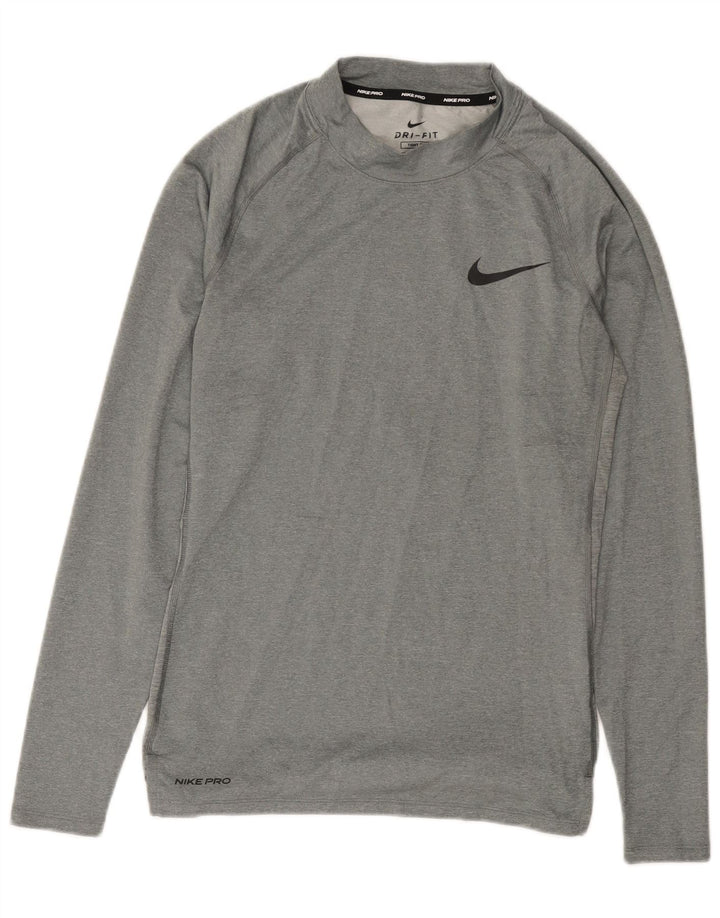 Мужской топ Nike Dri Fit с длинным рукавом, средний серый полиэстер