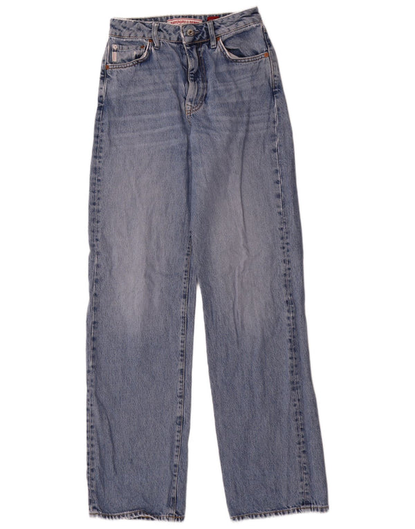 Superdry Мужские широкие джинсы с высокой талией W26 L32, синий хлопок