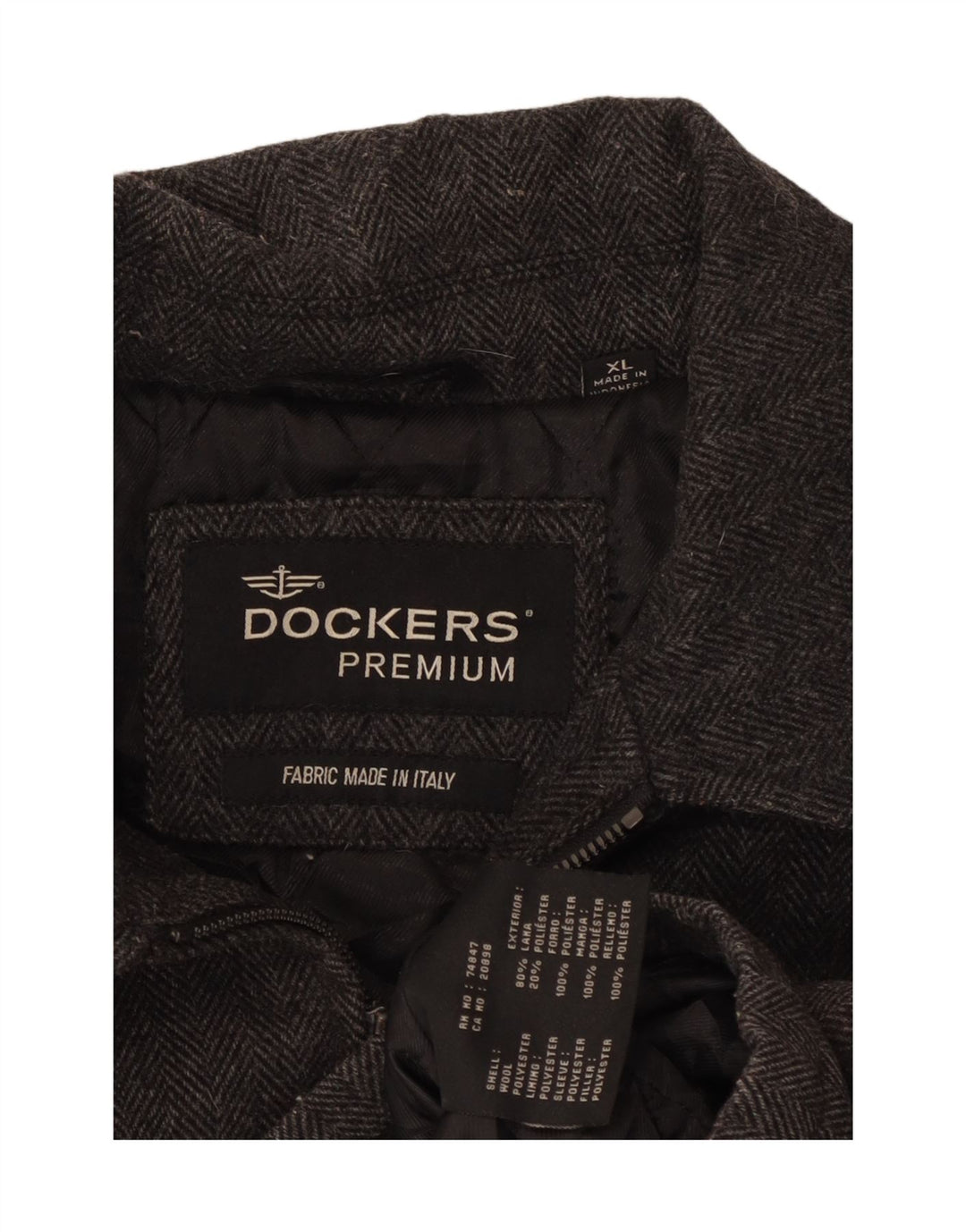 Мужская куртка-бомбер Dockers UK 42 XL серая шерстяная с узором «елочка»