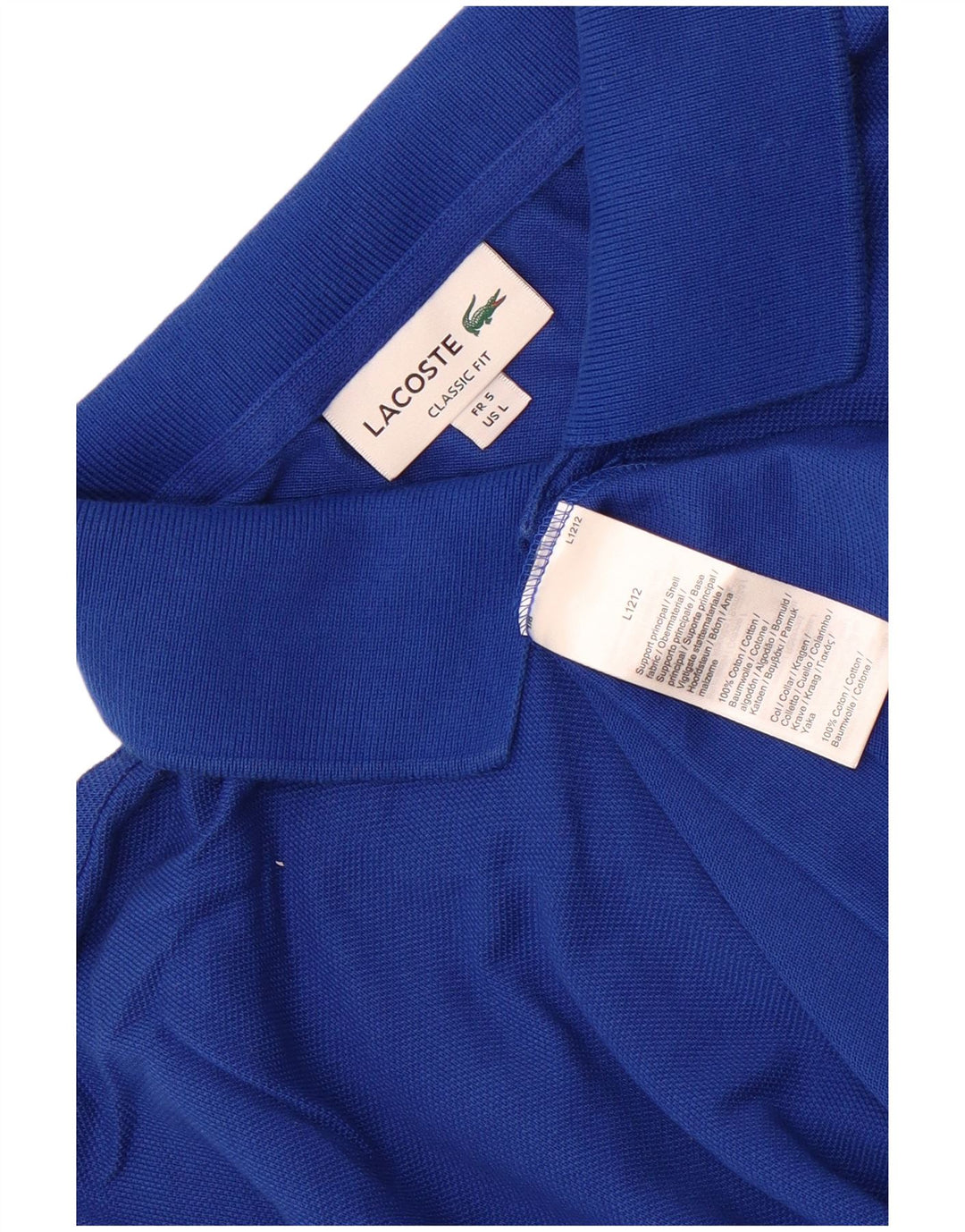Мужская рубашка-поло классического кроя Lacoste, размер 5, большая синяя хлопковая ткань