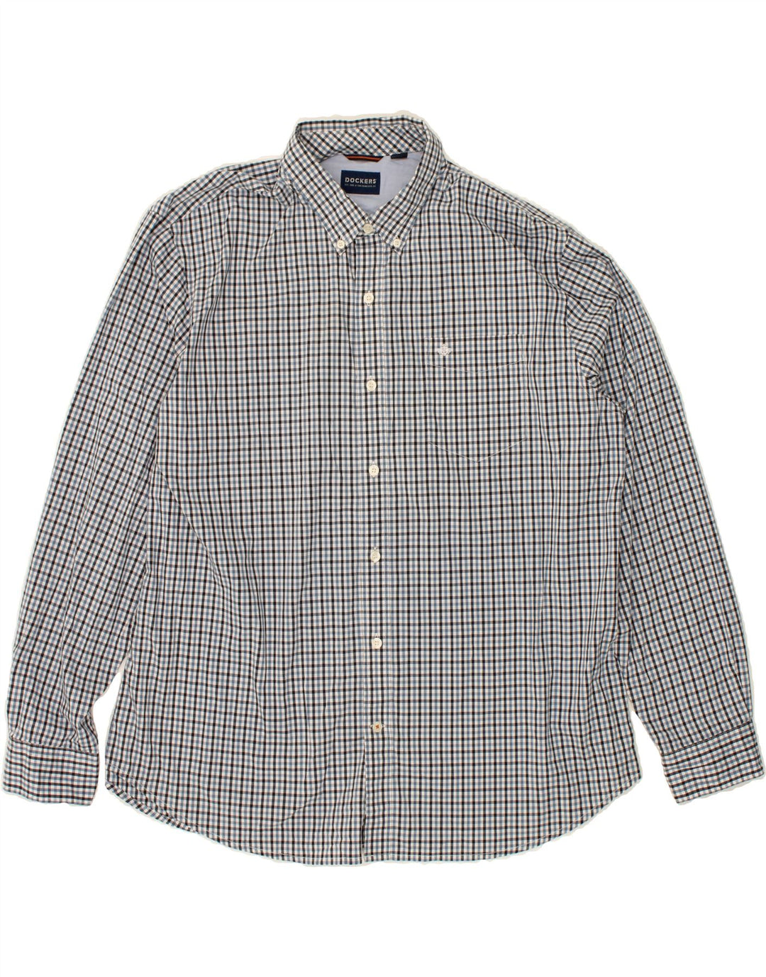DOCKERS Mens Shirt XL Blue Check Cotton Vintage Dockers and Second-Hand Dockers from Messina Hembry 