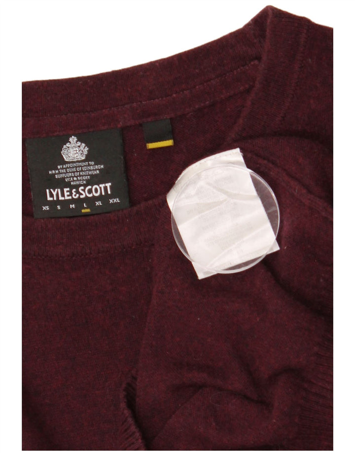 Мужской джемпер с круглым вырезом LYLE & SCOTT, большой бордовый хлопковый свитер