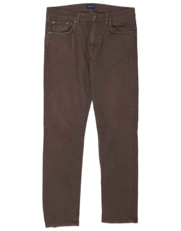 Мужские повседневные брюки Slim Fit Gant W34 L32, коричневые, хлопковые