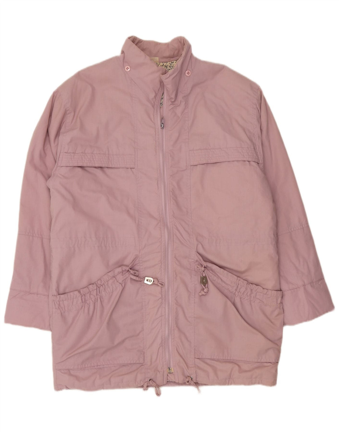 Винтажное женское пальто-ветровка оверсайз IT 36/38 XS, розовый полиэстер