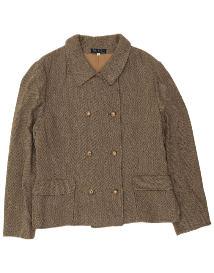 Винтажный женский двубортный пиджак IT 48 XL Серый Шерстяной