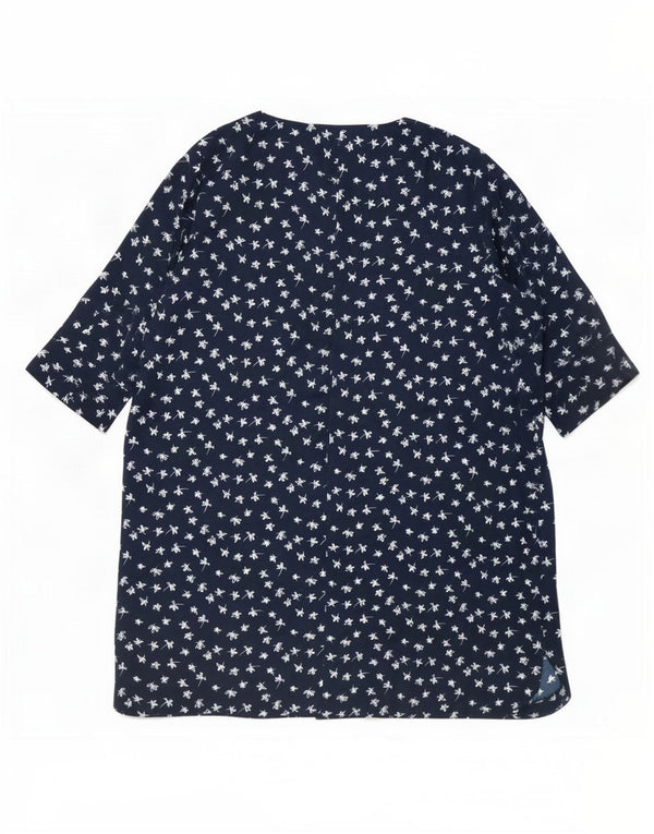 Женское платье прямого кроя с рукавом 3/4 Marks & Spencer UK 22 3XL Темно-синее с цветочным принтом