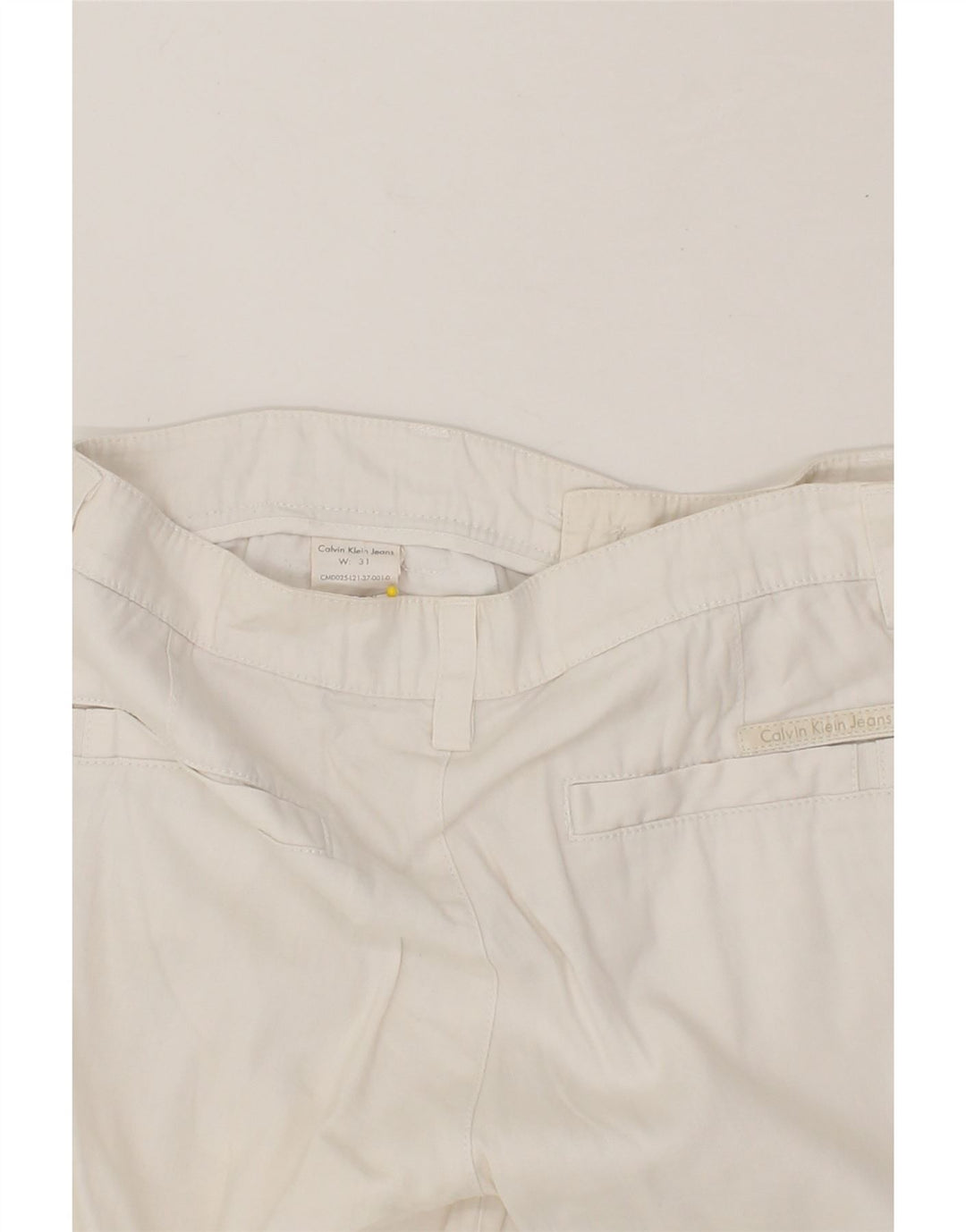 CALVIN KLEIN Womens Chino Shorts W31 Medium White Linen Vintage Calvin Klein and Second-Hand Calvin Klein from Messina Hembry 