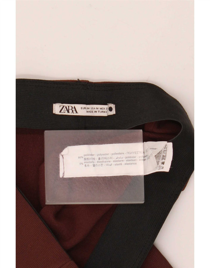 Zara Женские повседневные брюки-клеш среднего размера W28 L32 Коричневые полиэстер