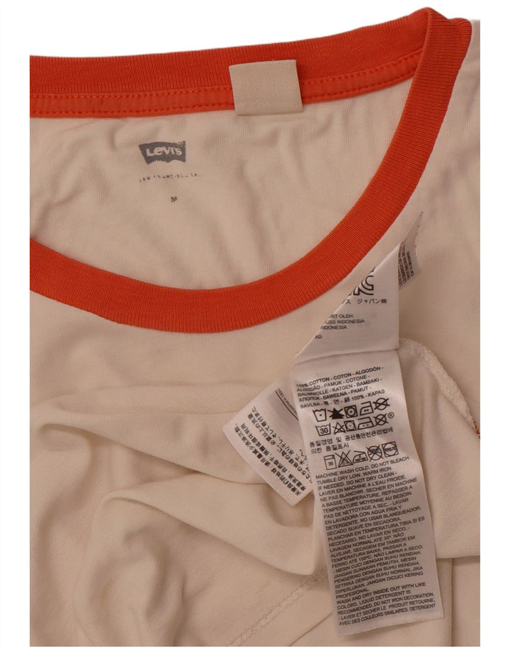 Женская укороченная футболка с рисунком LEVI'S Top UK 12, средний цвет, белый хлопок