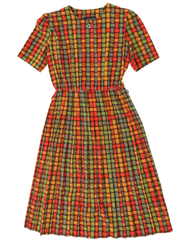 Женское платье трапеции Shubette UK 14, средний зеленый с геометрическим рисунком