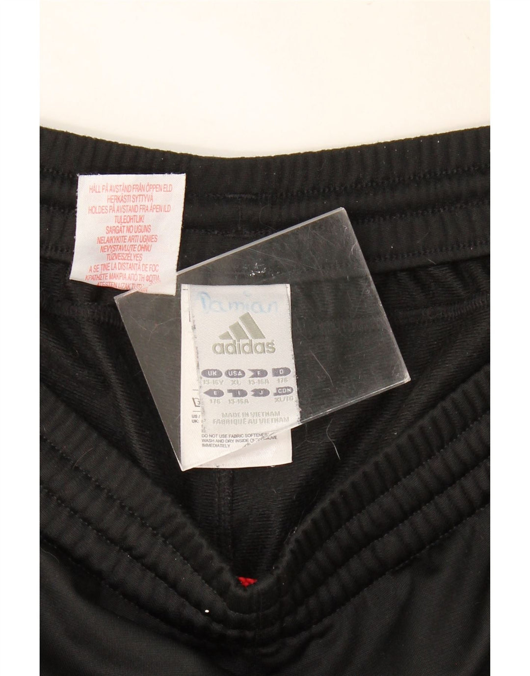 ADIDAS Boys Sport Shorts 15-16 Years Black Colourblock Polyester
