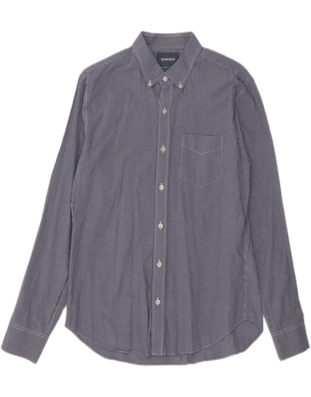 BONOBOS Мужская рубашка приталенного кроя среднего размера, темно-синяя, хлопок в мелкую клетку