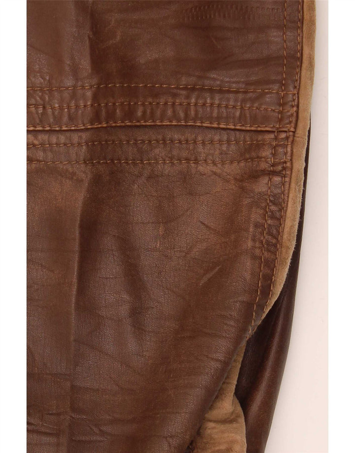 Куртка женская кожаная OVS IT 48 Medium Brown Colorblock