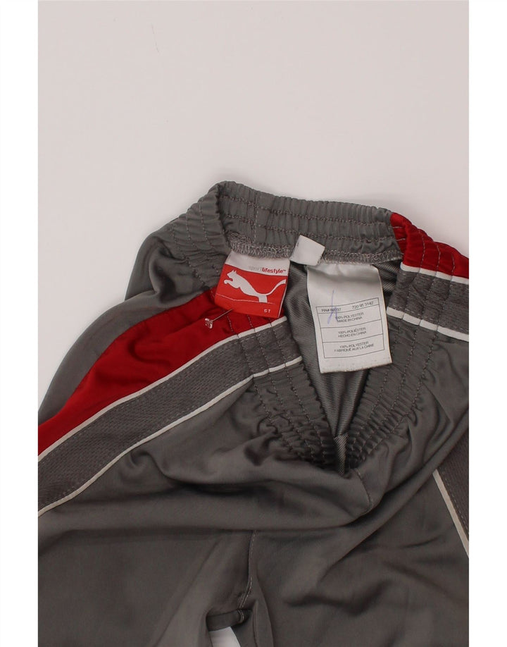 Спортивные брюки Puma для мальчиков 4–5 лет, серые, полиэстер с цветными блоками