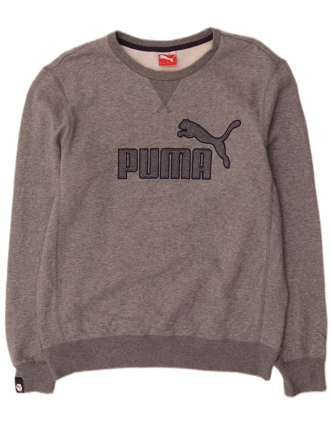Мужской свитшот Puma стандартного кроя с графикой, хлопковый джемпер среднего серого цвета