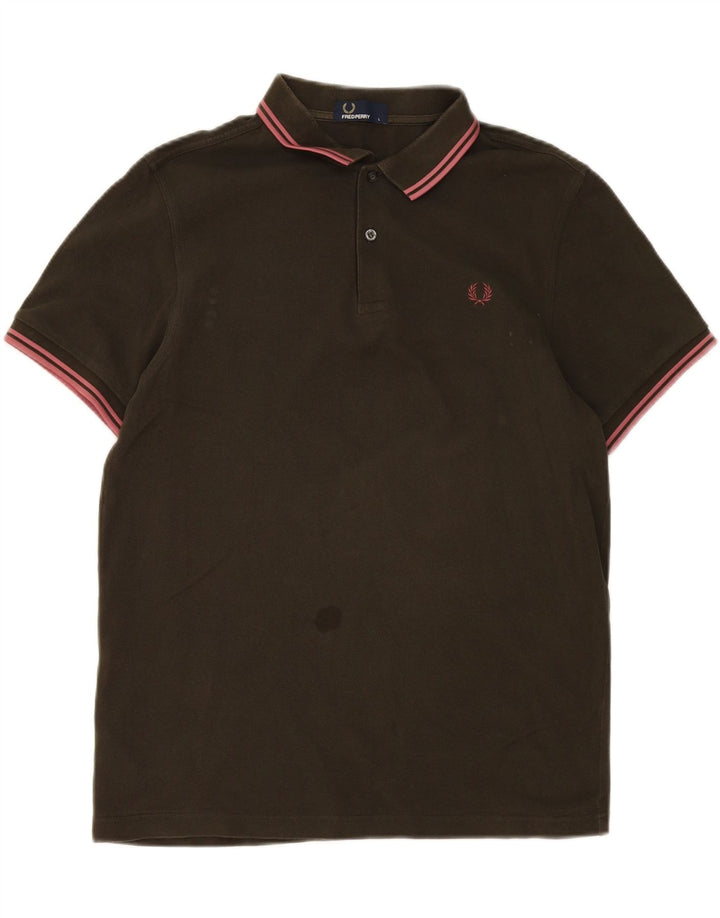 Мужская рубашка поло Fred Perry, хлопок цвета хаки, большой размер