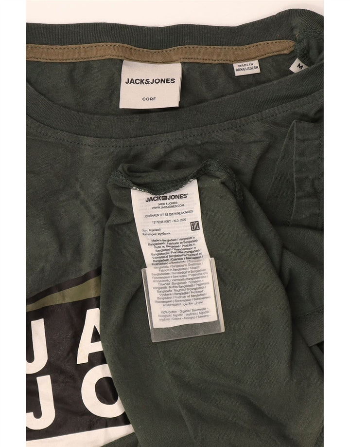 Мужская футболка с рисунком Jack & Jones, хлопковый топ среднего зеленого цвета