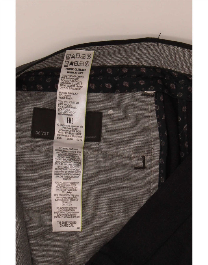 Мужские прямые классические брюки Marks & Spencer W36 L31 серые из полиэстера